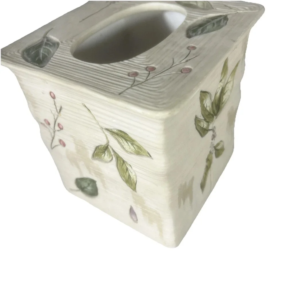 Croscill‎ AUTUMN LEAVES CERAMIC TISSUE BOX COVER TOOTH BRUSH HOLDER bathroom Set